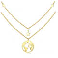 Stainless Steel Gold Plated Women Multilayer Necklace Start World Map Pendent Necklace